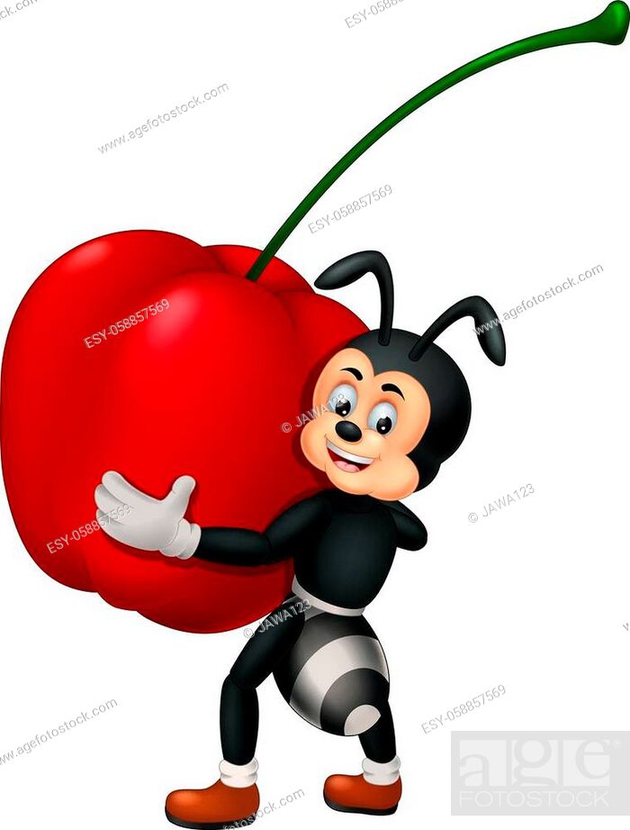 Funny Black Ant With Red Apple Cartoon For Your Design, Stock Vector,  Vector And Low Budget Royalty Free Image. Pic. ESY-058857569 | agefotostock