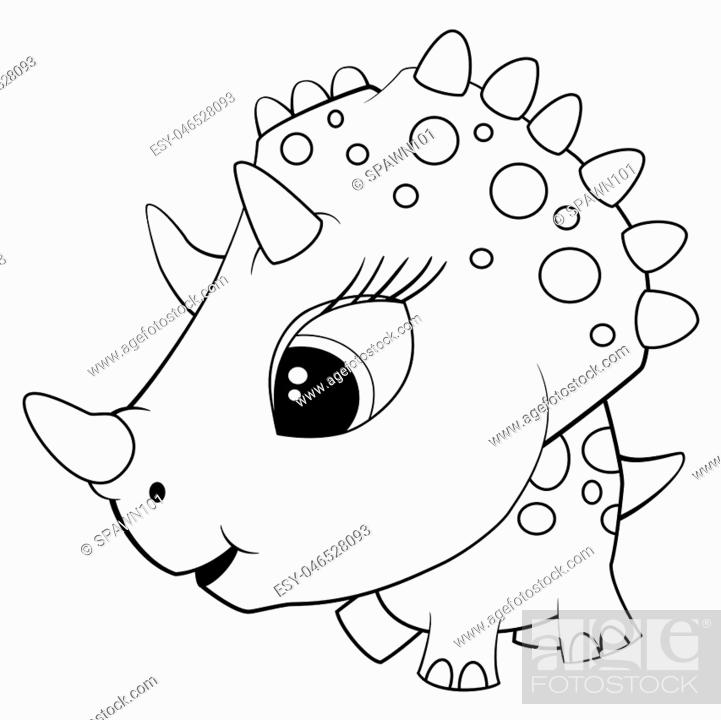 Illustration of Cute Cartoon Blue Baby Triceratops Dinosaur. Vector EPS 8,  Stock Photo, Picture And Low Budget Royalty Free Image. Pic. ESY-046528093  | agefotostock