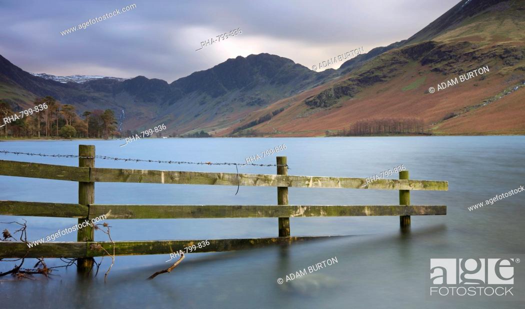 Stock Photo: Buttermere and Haystacks from the lake shore, Lake District National Park, Cumbria, England, United Kingdom, Europe.