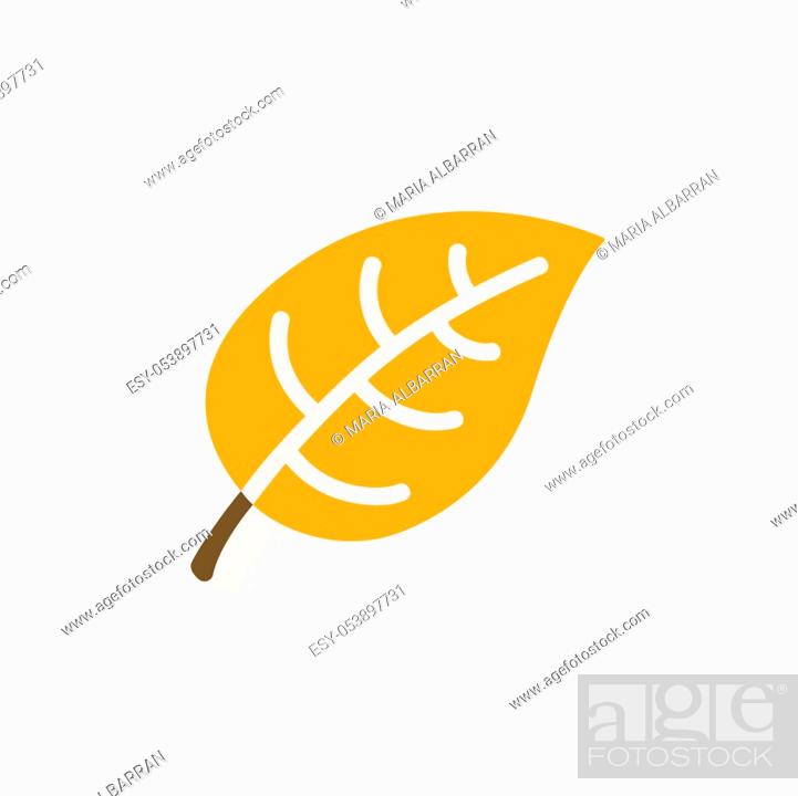 Vector: Yellow leaf color icon with shadow. Flat vector illustration.