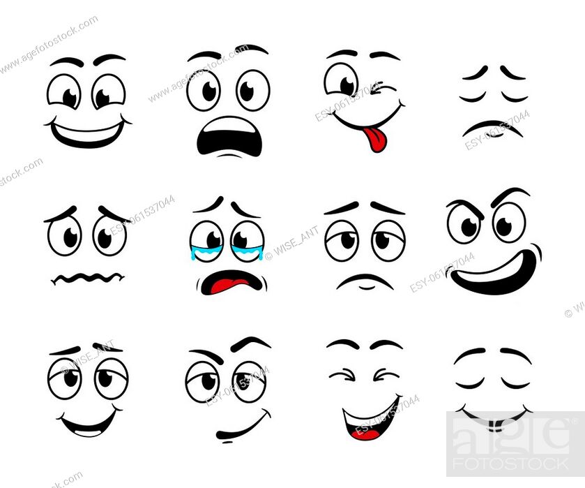 Cartoon face. Expression of eye and mouth. Smile and sad character, Stock  Vector, Vector And Low Budget Royalty Free Image. Pic. ESY-061537044 |  agefotostock
