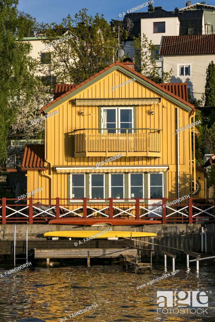 Stock Photo: Stockholm, Sweden Houses in the neighborhood of Malarhojden.