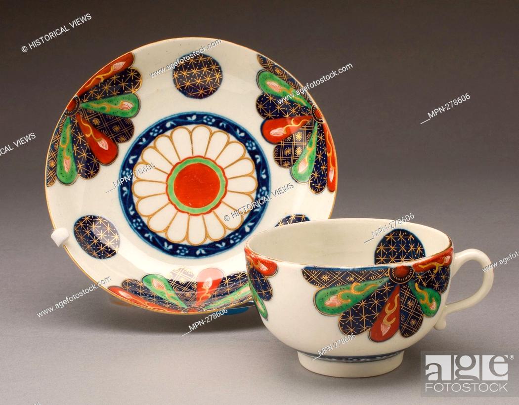 Stock Photo: Author: Worcester Royal Porcelain Company. Teacup and Saucer - About 1770 - Worcester Porcelain Factory Worcester, England, founded 1751.