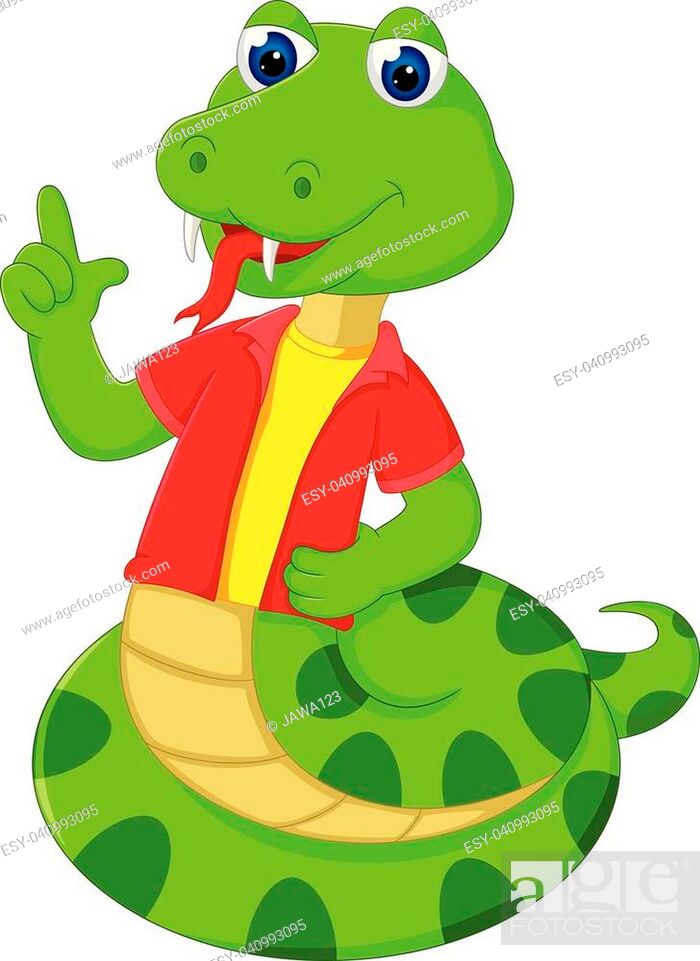 vector illustration of funny snake cartoon posing with smile and pointing  finger, Stock Vector, Vector And Low Budget Royalty Free Image. Pic.  ESY-040993095 | agefotostock