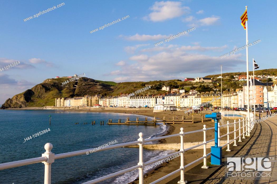 Stock Photo: Aberystwyth beach and Marine Terrace.