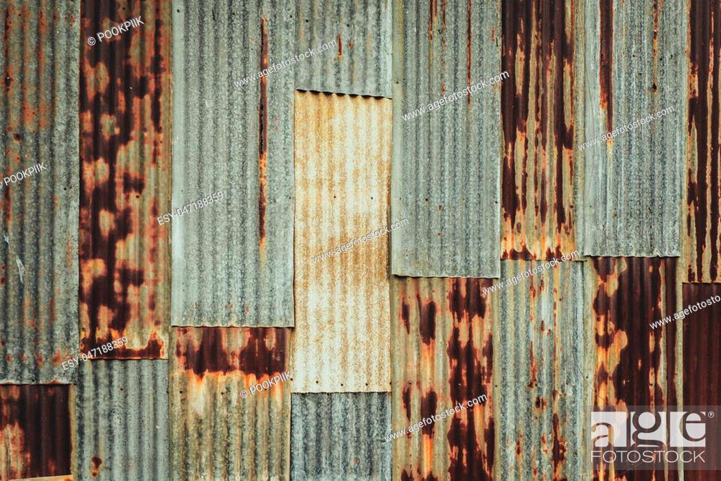 Old Rusty Corrugated Tin Zinc Metal, Corrugated Tin Wall