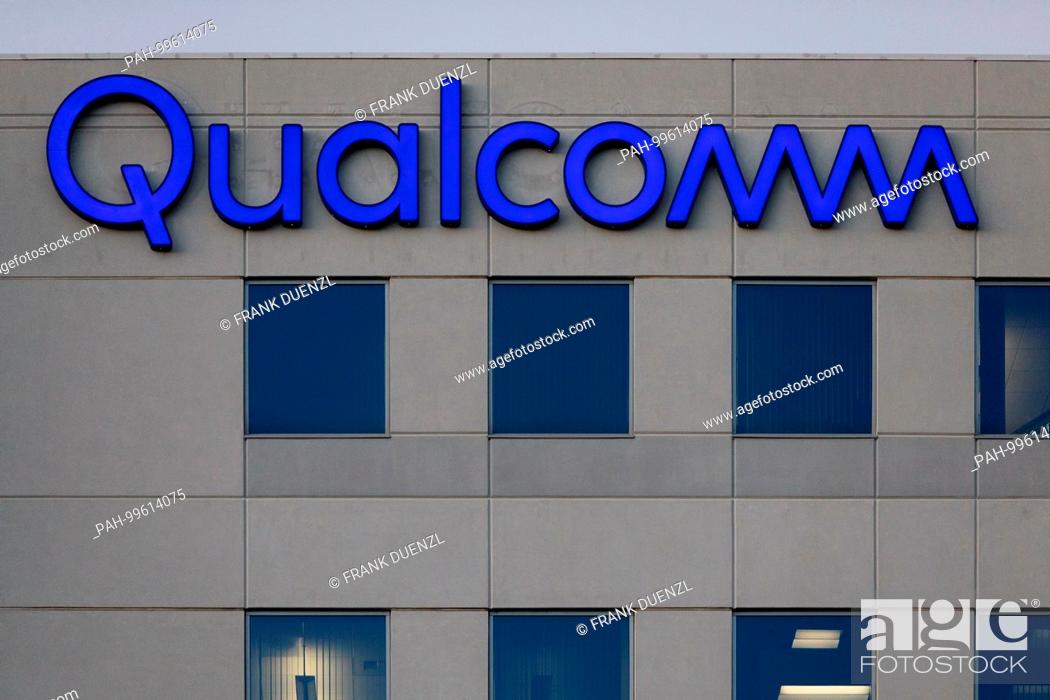Stock Photo: Corporate logo of Qualcomm in Sorrento Valley, where many high tech, biotech, and IT companies are located, in Febuary 2018. | usage worldwide.