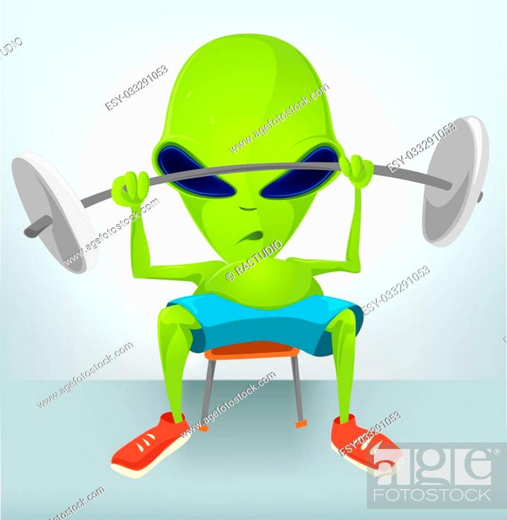 Cartoon Character Funny Alien Isolated on Grey Gradient Background. Gym,  Stock Photo, Picture And Low Budget Royalty Free Image. Pic. ESY-033291053  | agefotostock