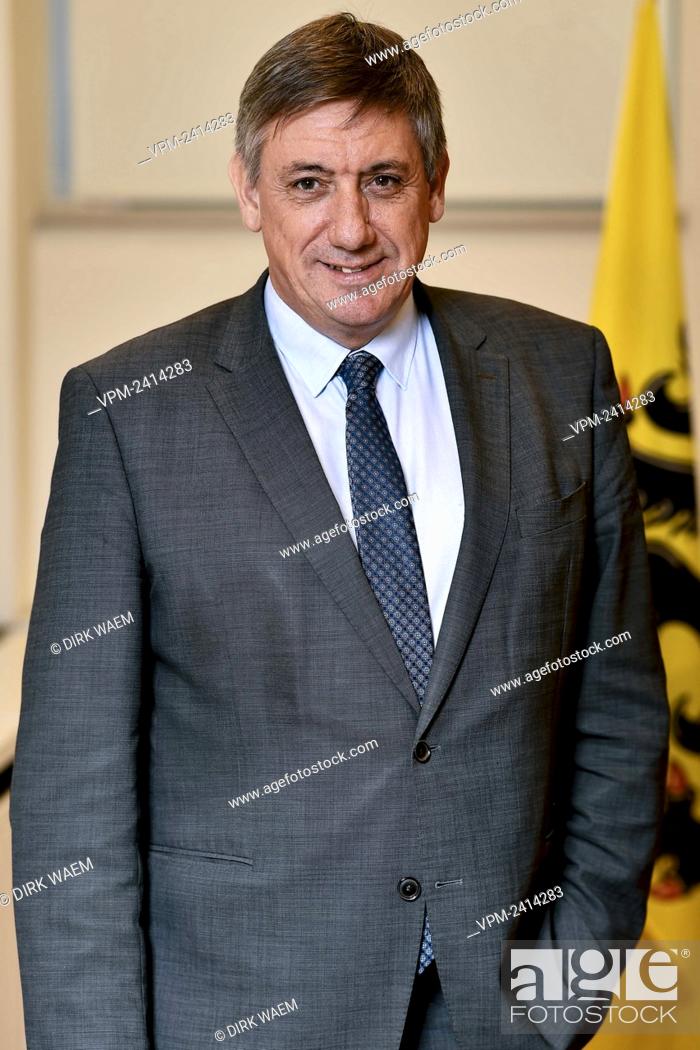 Stock Photo: Flemish Minister President Jan Jambon poses during a photoshoot with members of the Flemish government, Friday 18 October 2019. BELGA PHOTO DIRK WAEM.