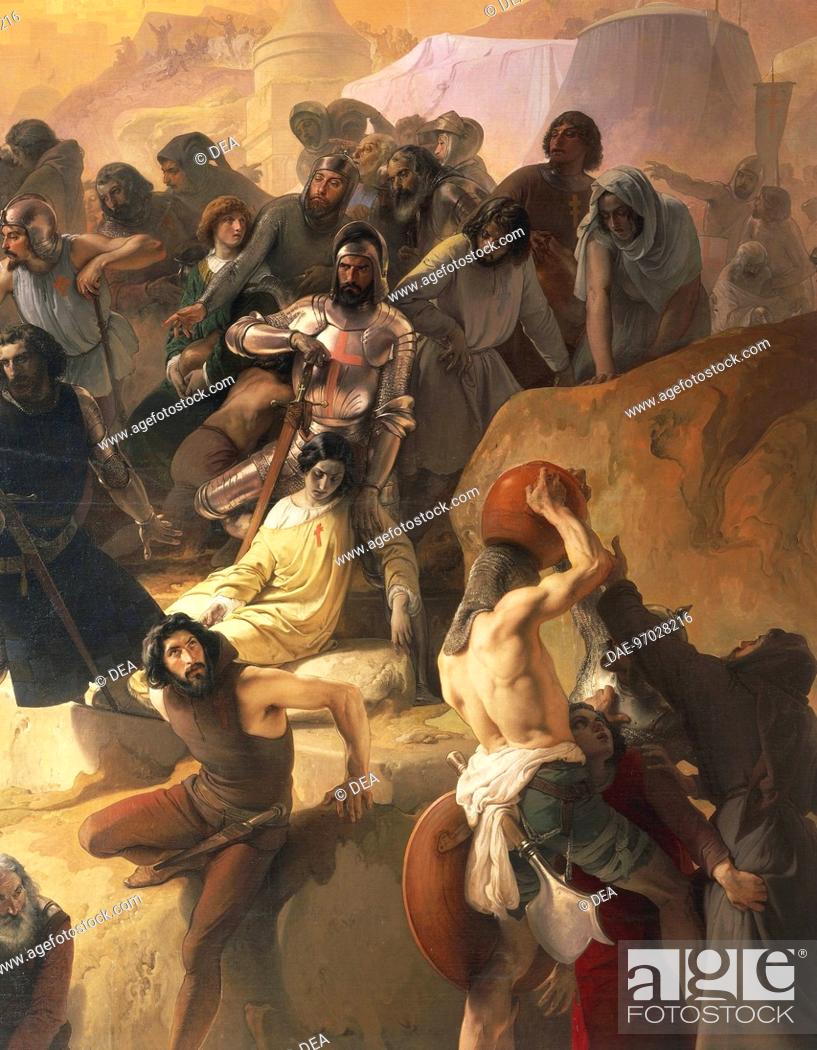 Stock Photo: The thirst suffered by the first crusaders in Jerusalem, 1836-1850, by Francesco Hayez (1791-1882), oil on canvas, 363-589 cm. Detail.