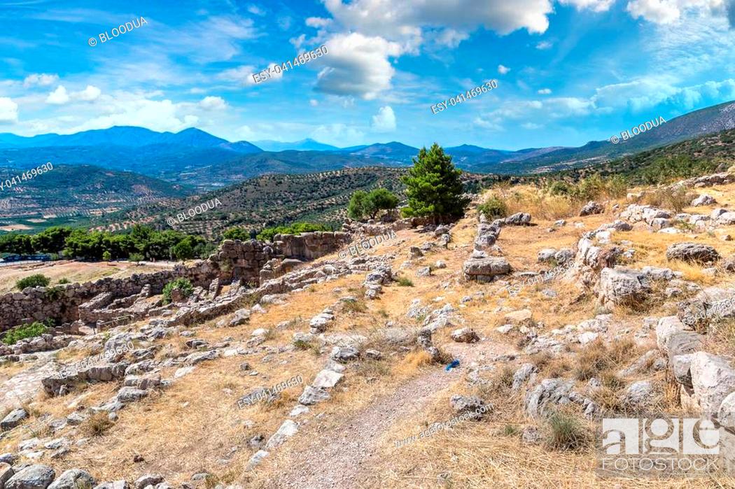 Stock Photo: Ruins of ancient city Mycenae, Greece in a summer day.