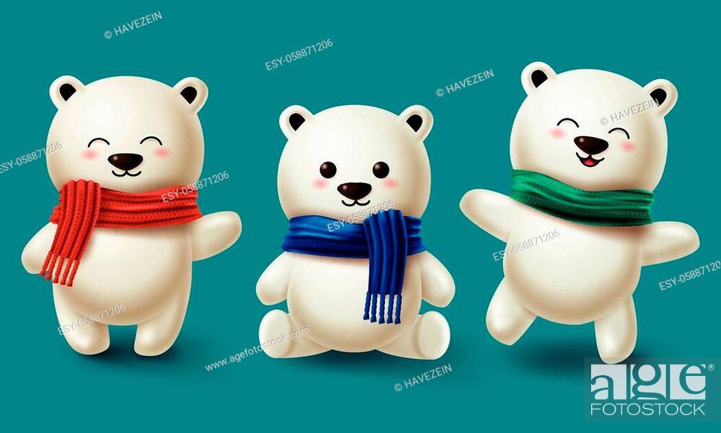 Winter bears character vector set. Teddy bear or polar bear 3d cartoon  characters collection wearing..., Foto de Stock, Vector Low Budget Royalty  Free. Pic. ESY-058871206 | agefotostock
