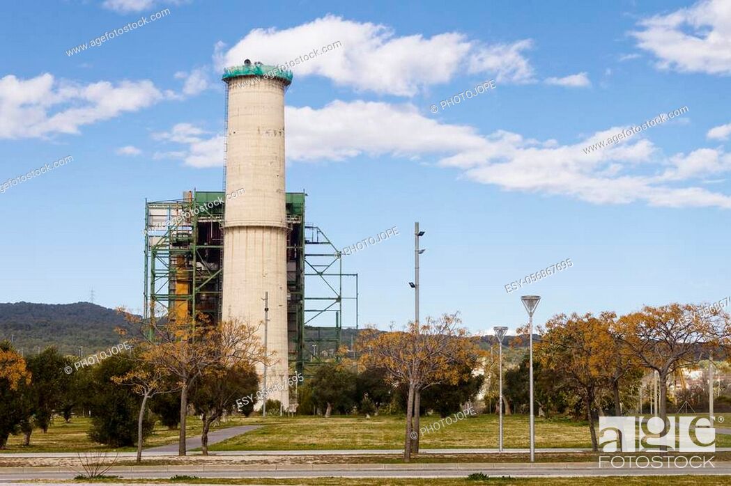 Stock Photo: Decommission of the thermal power plant of Cubelles, Barcelona, Spain.