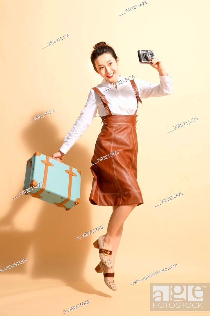 Stock Photo: Young women travel.