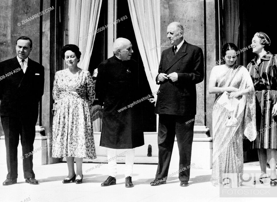 Stock Photo: May 8, 1960 - Paris, France - An Indian nationalist leader and statesman who became the first prime minister of independent India in 1947 JAWAHARLAL NEHRU was.