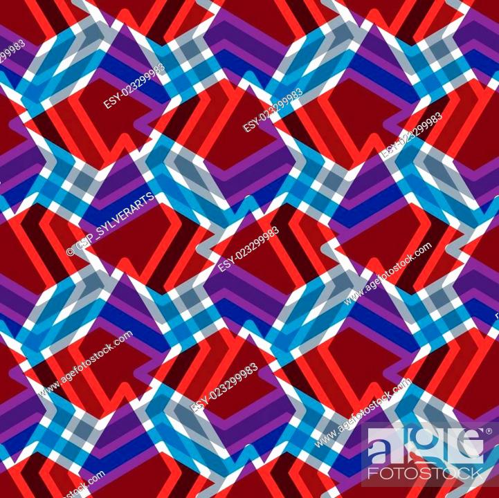 Stock Photo: Geometric messy lined seamless pattern, bright transparent vector endless background. Decorative expressive motif overlay texture.