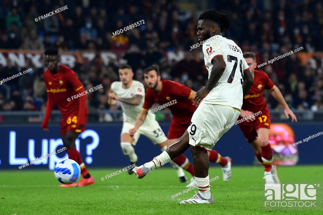 Stock Photo: The Footballer of Milan Franck Kessie score on penalty during the match Roma-Milan at the stadio Olimpico. Rome (Italy), 31 October, 2021.