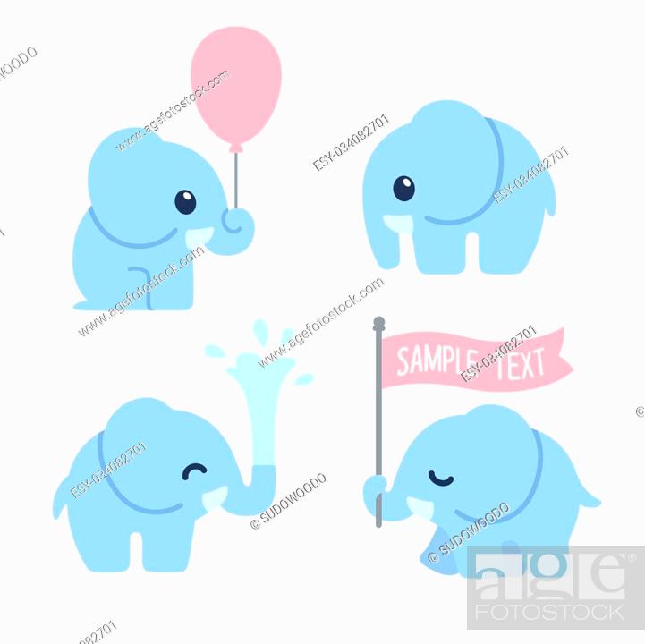 Cute cartoon baby elephant set. Adorable elephant illustrations for  greeting cards and baby shower..., Stock Vector, Vector And Low Budget  Royalty Free Image. Pic. ESY-034082701 | agefotostock