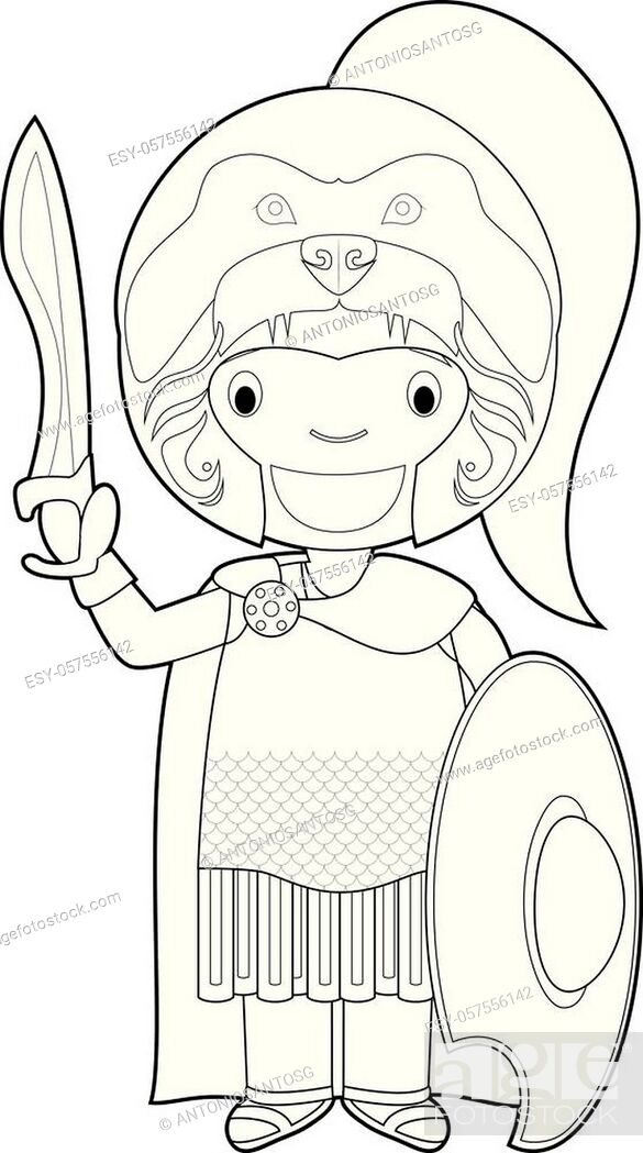 Easy coloring Alexander the Great cartoon character. Vector Illustration,  Stock Vector, Vector And Low Budget Royalty Free Image. Pic. ESY-057556142  | agefotostock