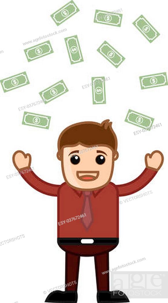 Drawing Art of Cartoon Happy Successful Businessman Standing in Money Rain  Vector Illustration, Stock Vector, Vector And Low Budget Royalty Free  Image. Pic. ESY-037672461 | agefotostock