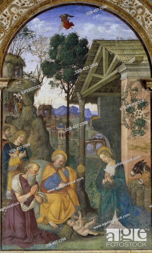 Stock Photo: The Nativity 1490 Pintoricchio ca.1454-1513 Italian Fresco Santa Maria del Popolo, Rome.