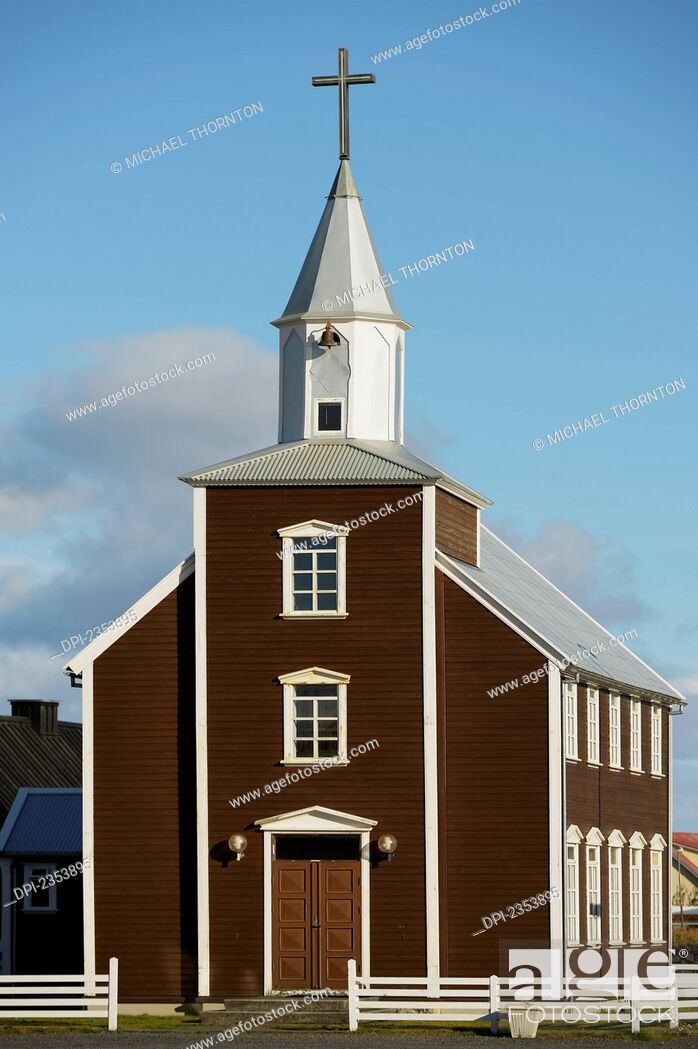 Stock Photo: Village Church Of Eyrarbakki; Eyrarbakki, Arnessysla, Iceland.