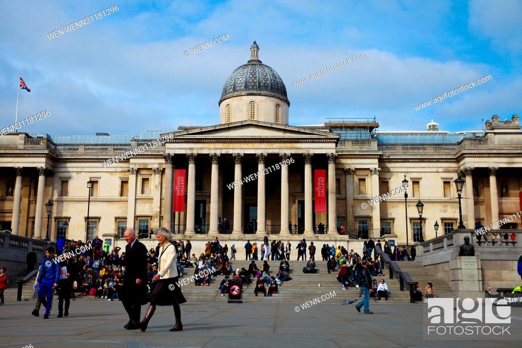 Stock Photo: People enjoying warm day in Trafalgar Square Featuring: Atmosphere Where: London, United Kingdom When: 14 Mar 2017 Credit: WENN.com.