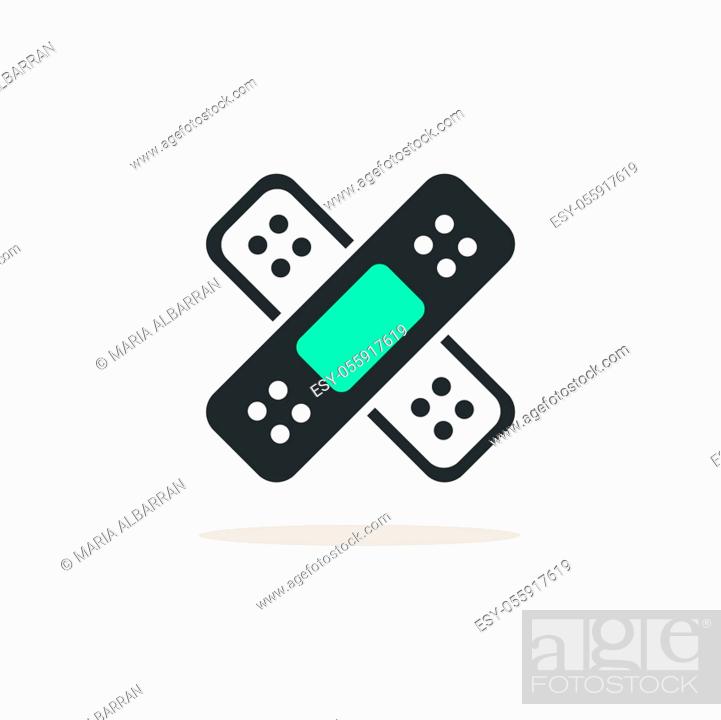 Vector: Doble plaster. Icon with shadow on a beige background. Pharmacy flat vector illustration.