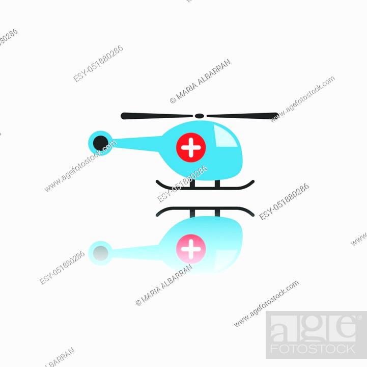 Vector: Emergency helicopter icon with reflection. Isolated vector illustration.