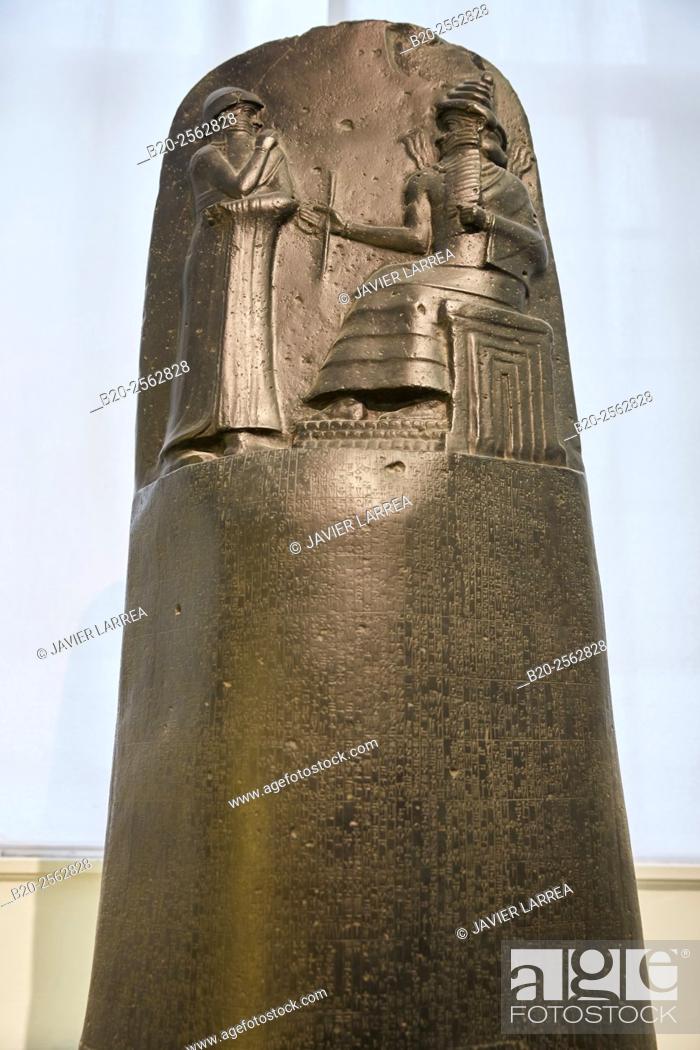 Stock Photo: Code of Hammurabi, Babylon, Pergamon Museum, Berlin, Germany.
