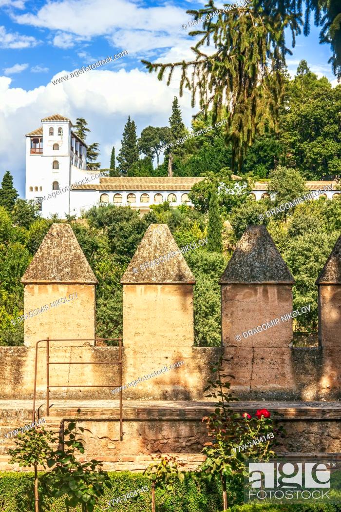 Stock Photo: Gardens of La Alhambra.