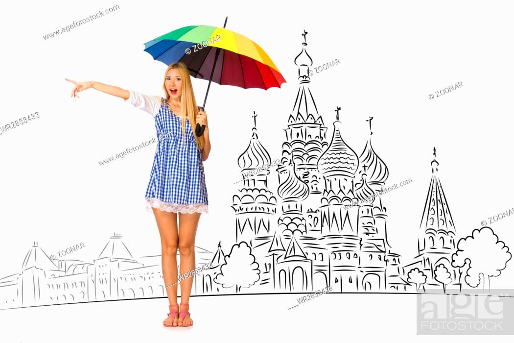 Imagen: Young girl in concept of tourism to Russia.