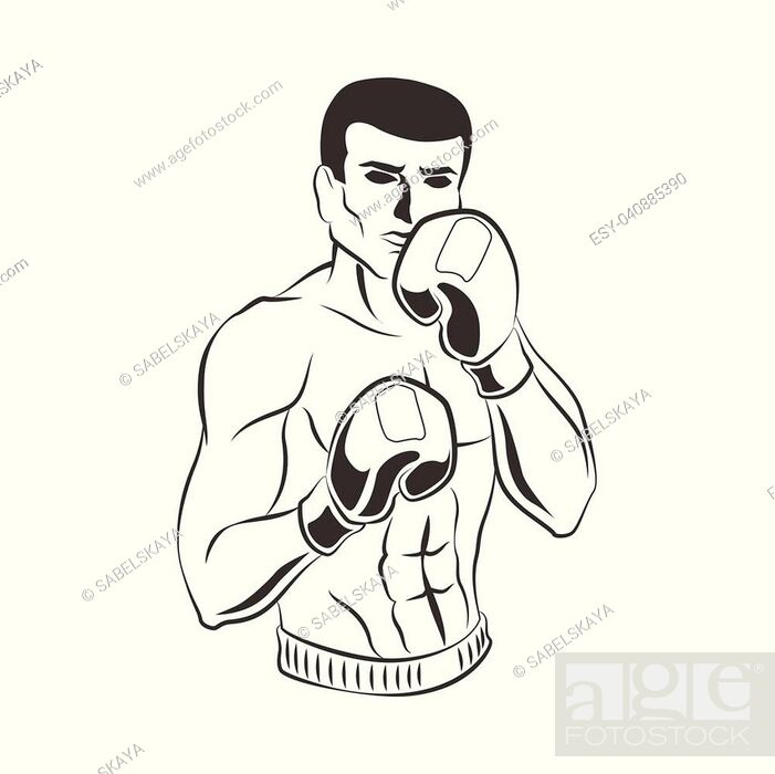vector cartoon muscular strong handsome man bare torso and chest in boxing  stand with box gloves..., Stock Vector, Vector And Low Budget Royalty Free  Image. Pic. ESY-040885390 | agefotostock
