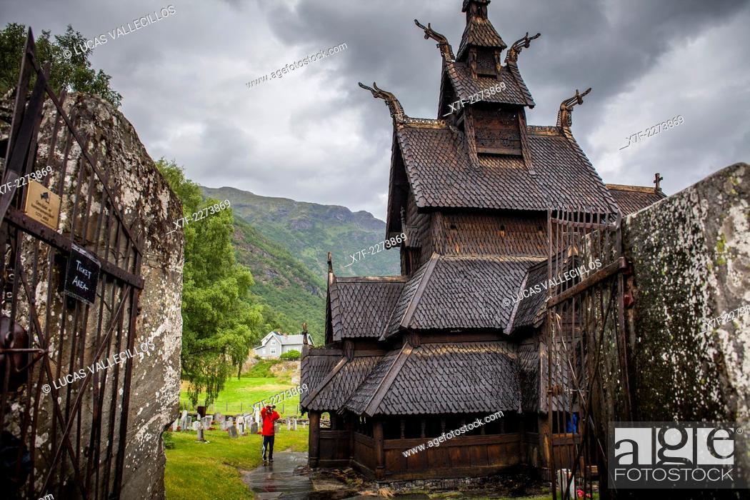 Stock Photo: Borgund Stave Church, Sogn og Fjordane, Norway.