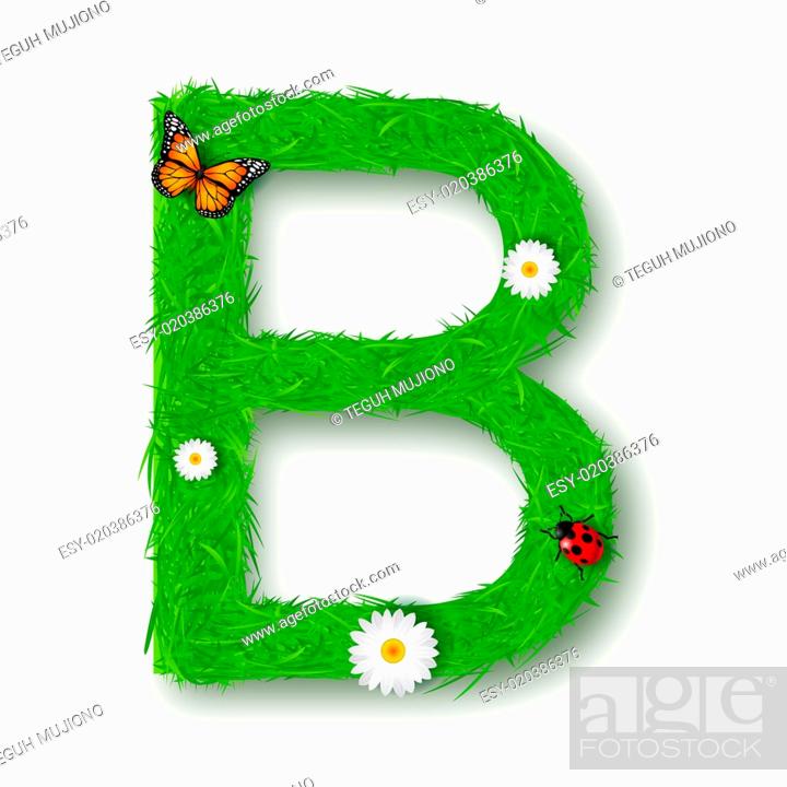 Stock Photo: Grass letter B on white background.