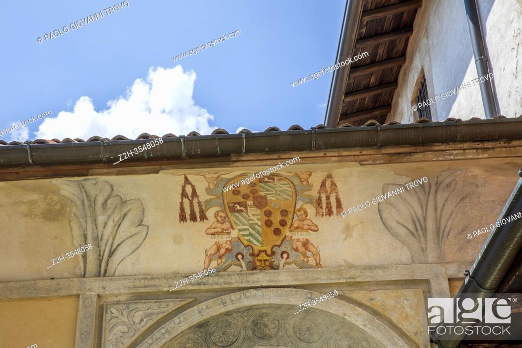 Stock Photo: Facade detail at pilgrimage village of Santa Maria del Monte on Sacro Monte di Varese, UNESCO World Cultural Heritage Site, Santa Maria del Monte, Varese.