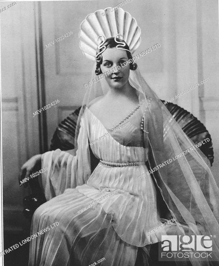 Stock Photo: Front cover photograph from The Sketch of the Hon. Mrs. Bryan Guinness, formerly the Hon. Diana Mitford, cast as the role of Venus at the Olympian Party and.