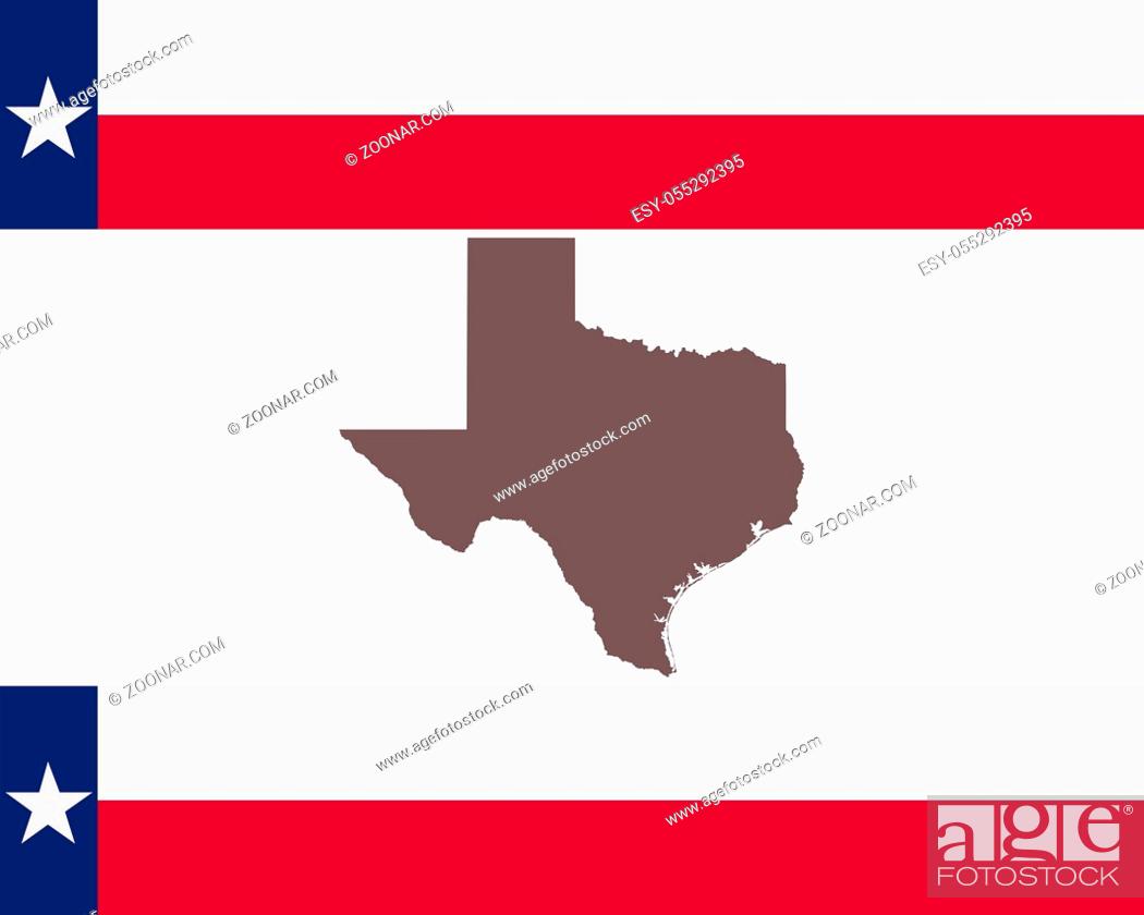 Stock Photo: Landkarte von Texas auf Hintergrund mit Fahne - Map of Texas on background with flag.