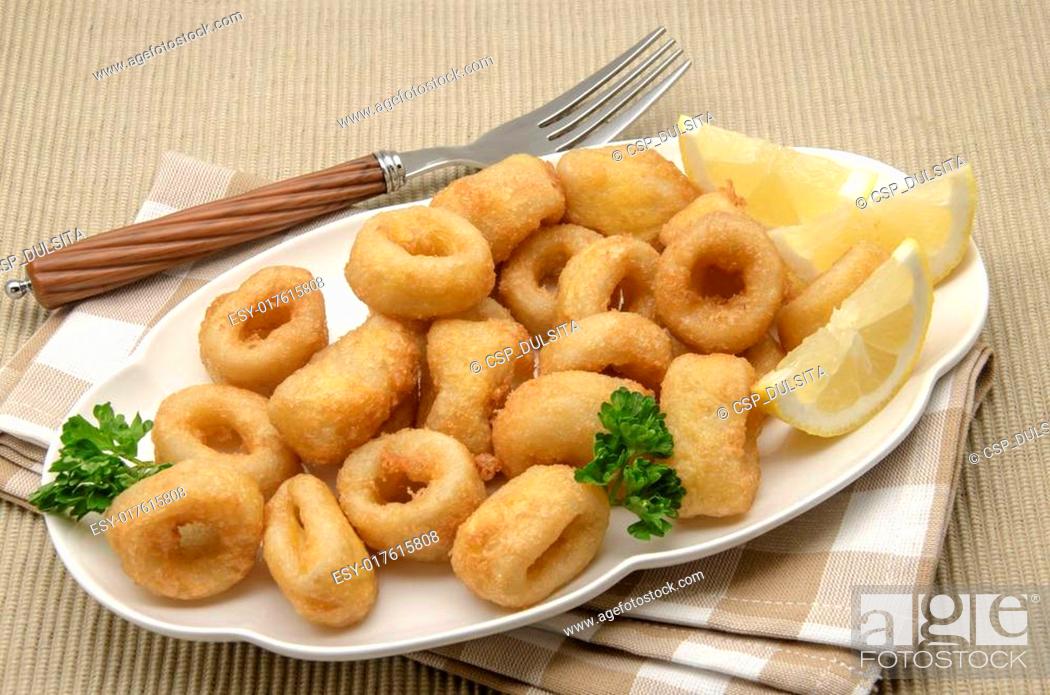 Stock Photo: Fried calamari.