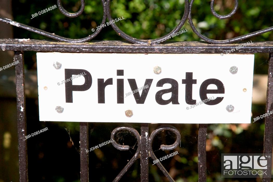 Stock Photo: Private property sign on a gate,.