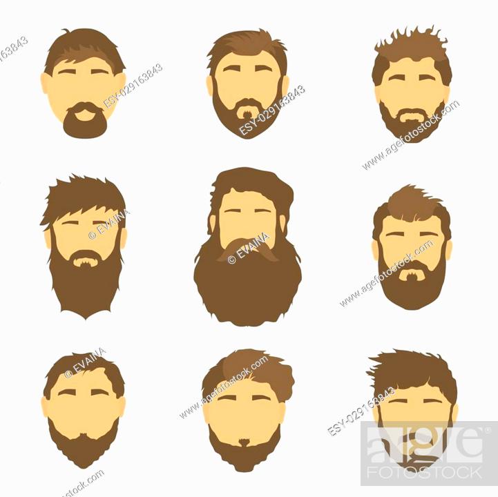 Cartoon hair, beard and face. Sleek style. Vector men's hairstyle,  illustration, beard, icons, Stock Vector, Vector And Low Budget Royalty  Free Image. Pic. ESY-029163843 | agefotostock