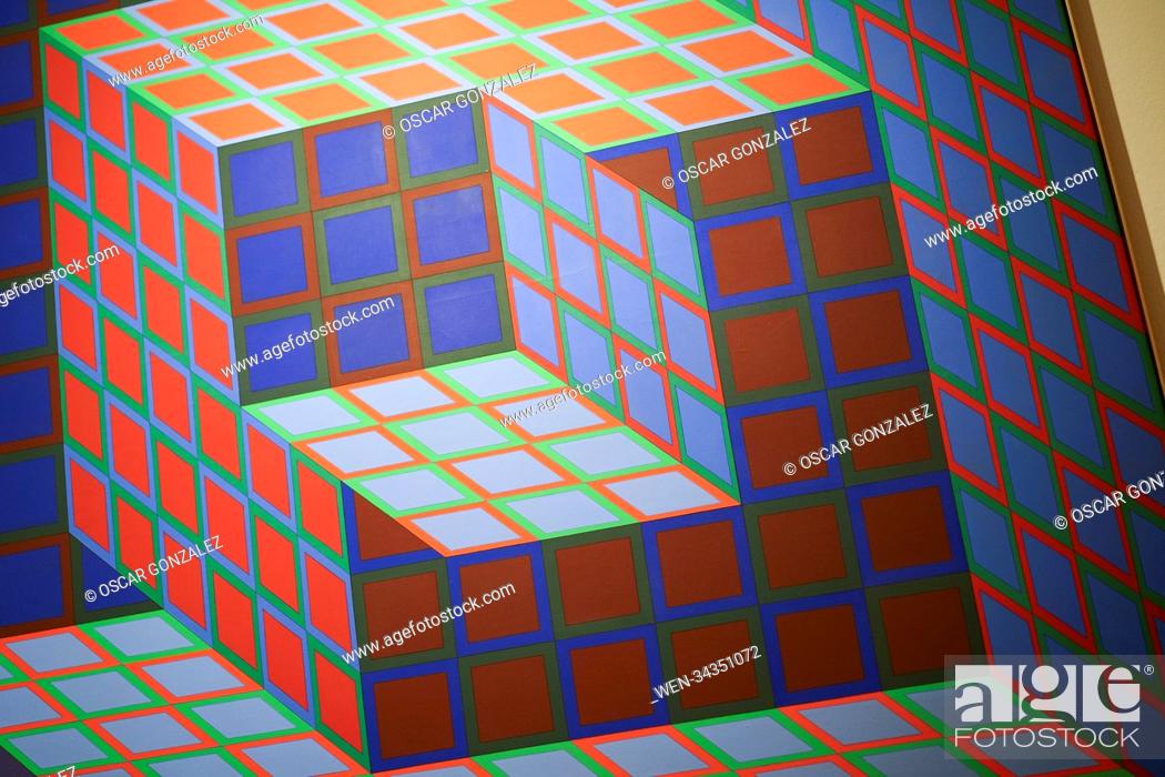 Stock Photo: Museo Thyssen-Bornemisza presents a monographic exhibition devoted to Victor Vasarely (Pécs, 1906 - Paris, 1997), one of the principal exponents of Op Art in.