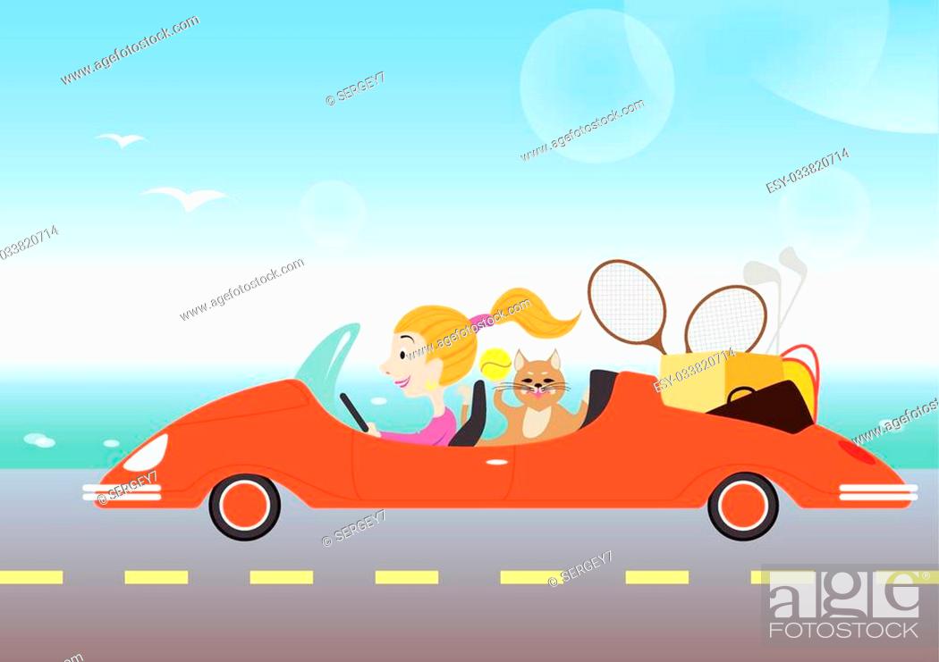 Funny pictures of active summer holiday by car in cartoon style, Stock  Vector, Vector And Low Budget Royalty Free Image. Pic. ESY-033820714 |  agefotostock