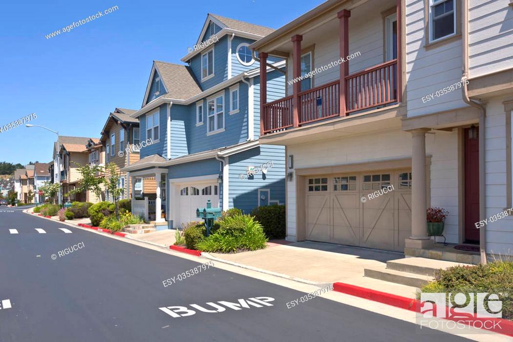 Stock Photo: Row of new houses in suburban area Richmond California.