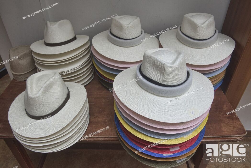 Stock Photo: Traditional Panama hats (paja toquilla), which actually come from Ecuador.