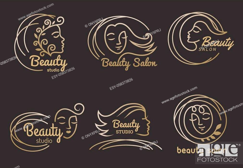 Beauty salon logo. Hairdressing symbols stylized female face modern recent  vector business logo, Stock Vector, Vector And Low Budget Royalty Free  Image. Pic. ESY-058373826 | agefotostock