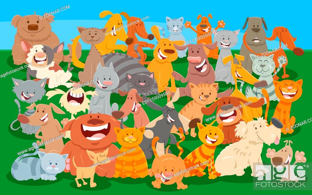 Cartoon illustration of comic cats and dogs funny animal characters big  group, Stock Photo, Picture And Low Budget Royalty Free Image. Pic.  ESY-059009500 | agefotostock
