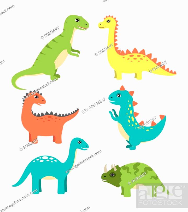 Dinosaurs types collection, types of dinosaurs, triceratops and sauropods,  Stock Vector, Vector And Low Budget Royalty Free Image. Pic. ESY-046196547  | agefotostock