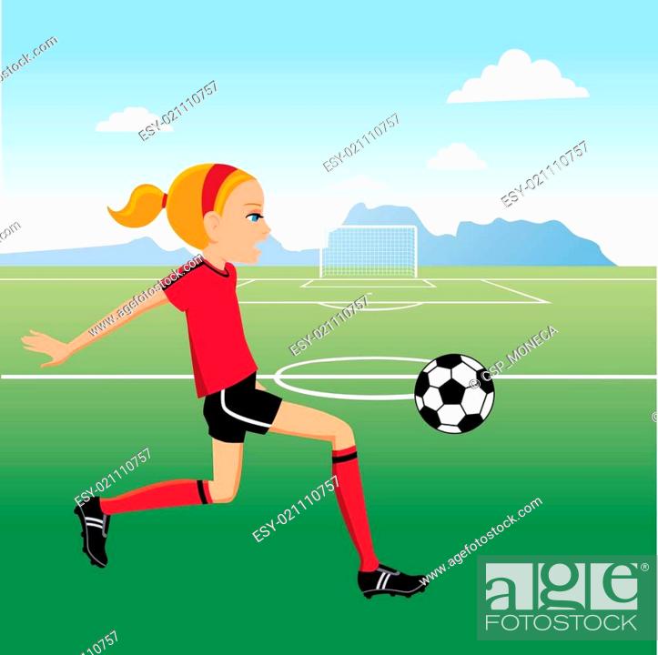Cartoon Girl Soccer Player, Stock Vector, Vector And Low Budget Royalty  Free Image. Pic. ESY-021110757 | agefotostock