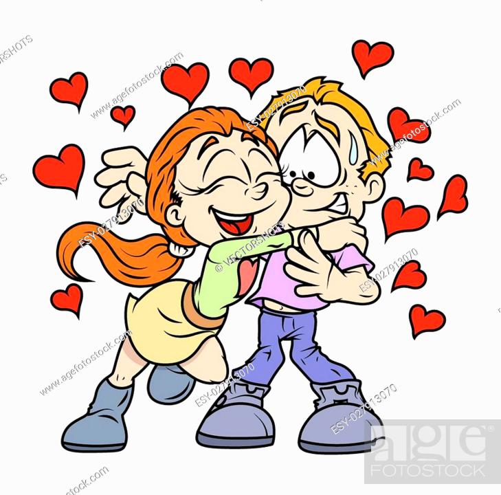 Happy Young Valentine Cartoon Couple Hugs Each Other Vector Illustration,  Stock Vector, Vector And Low Budget Royalty Free Image. Pic. ESY-027913070  | agefotostock